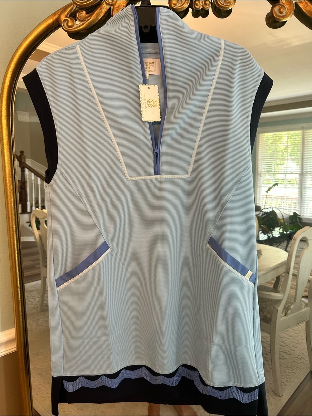 Simply Southern Drew Ice Dress Size Large Blue Sleeveless Zip-Up NWT